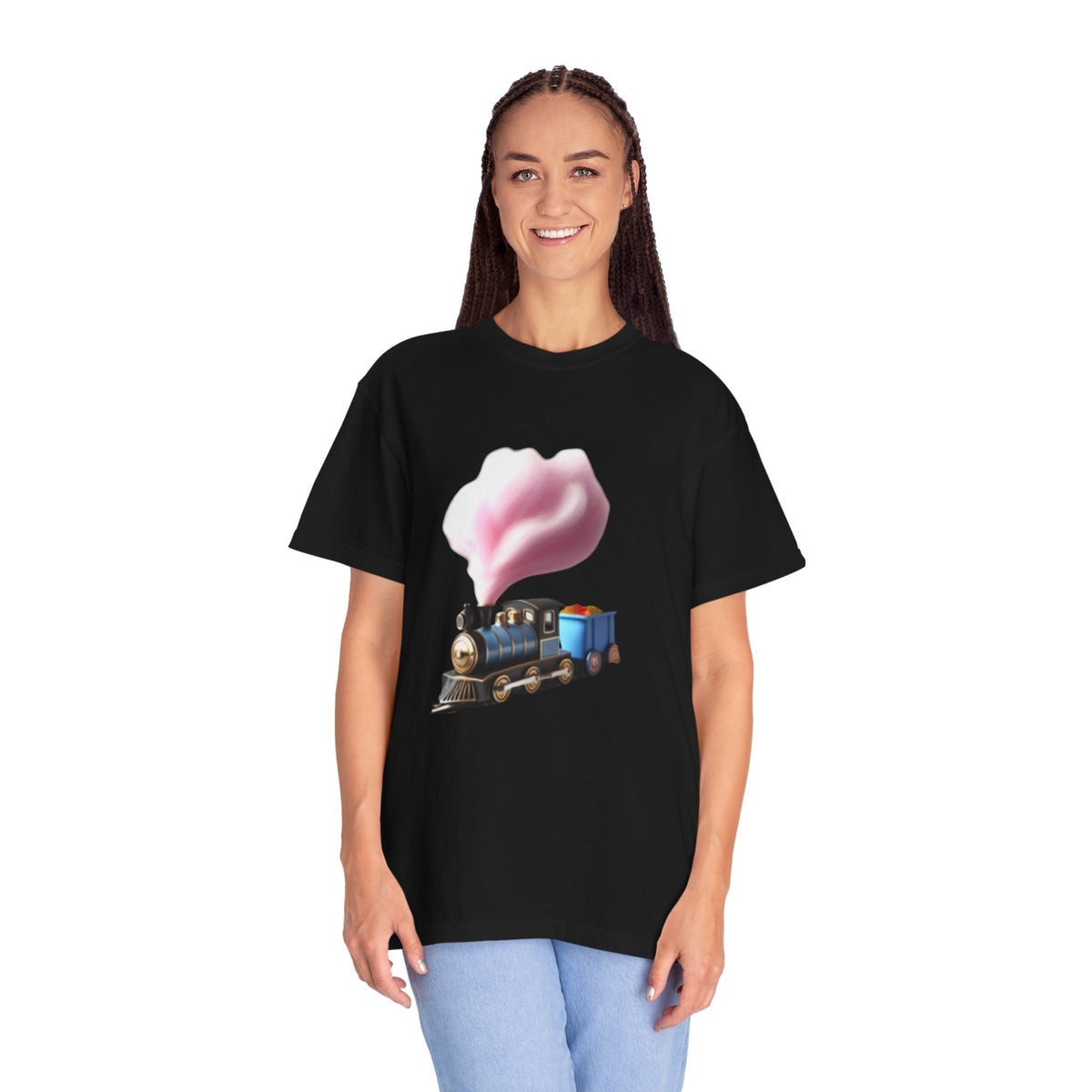 Vintage Steam Train T-Shirt with cotton candy’s Pink Smoke .—