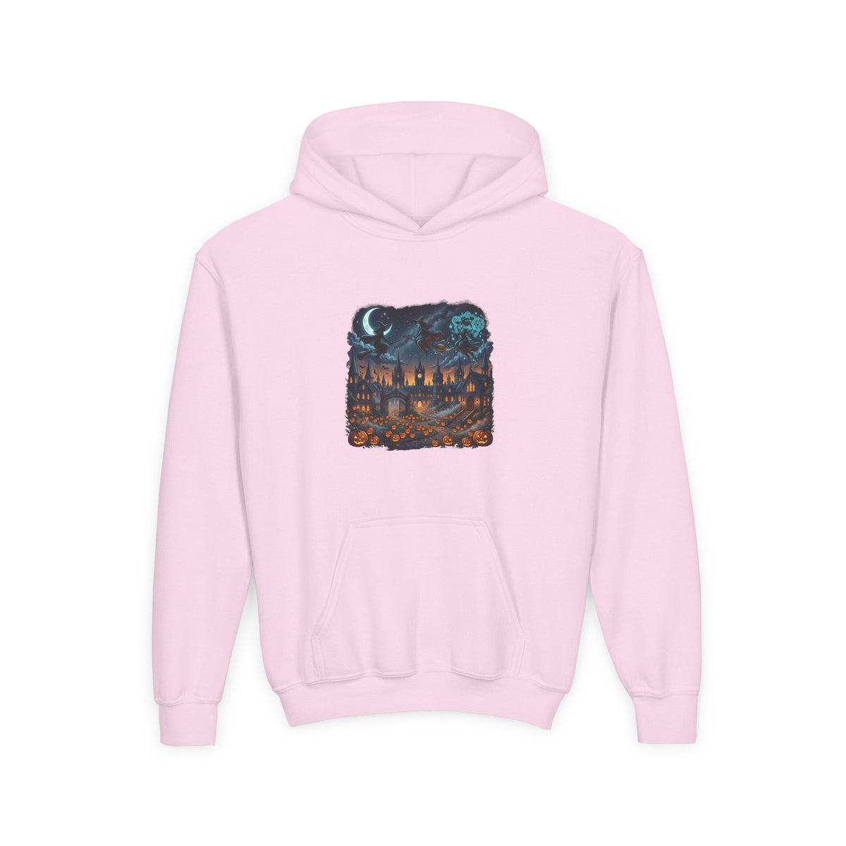 HALLOWEEN Youth Hoodie — Cozy Autumn Cabin Night Illustration