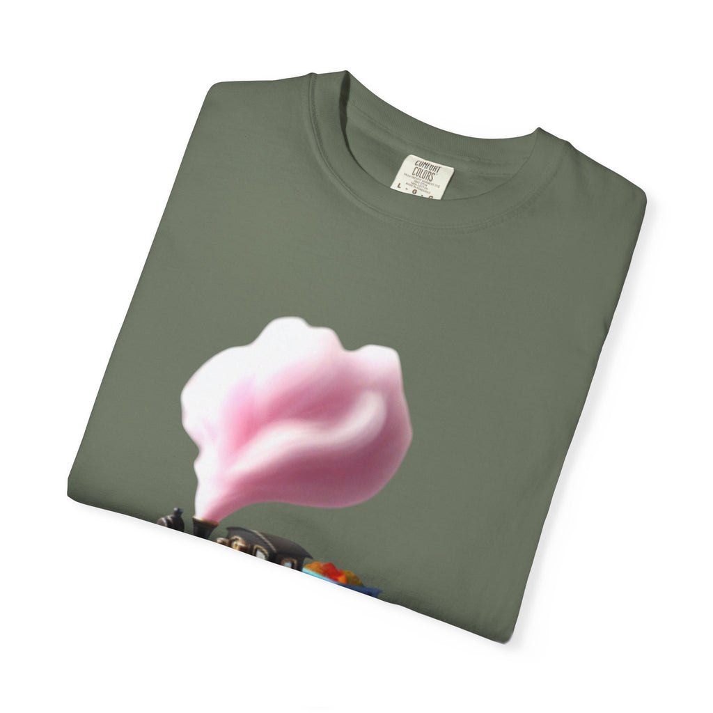 Vintage Steam Train T-Shirt with cotton candy’s Pink Smoke .—