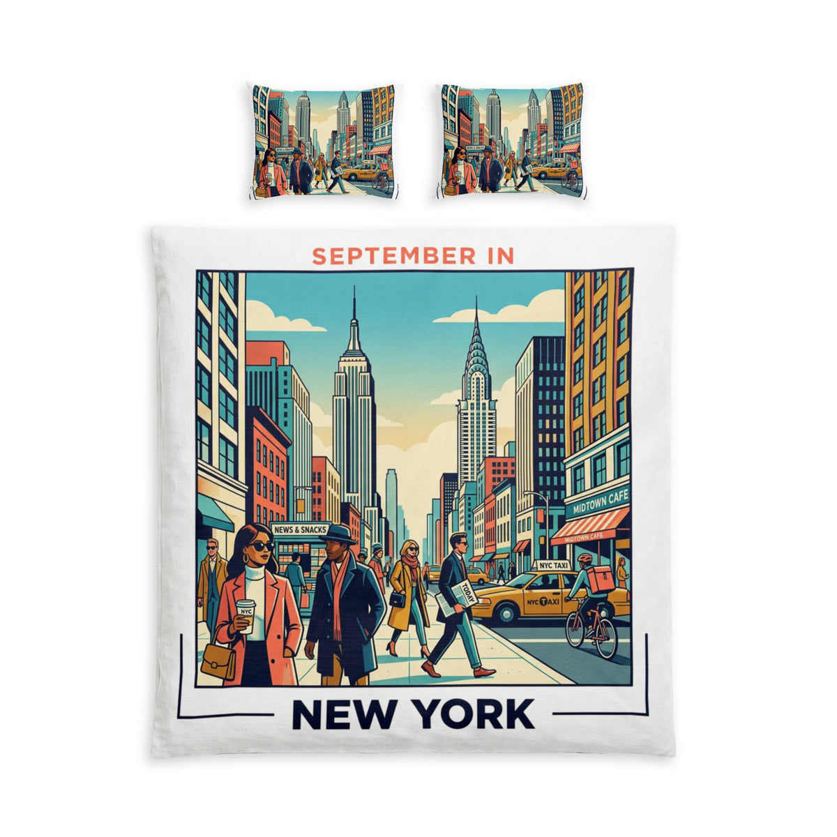 New York City Bedding Set — 'September in New York' Cotton Duvet Cover