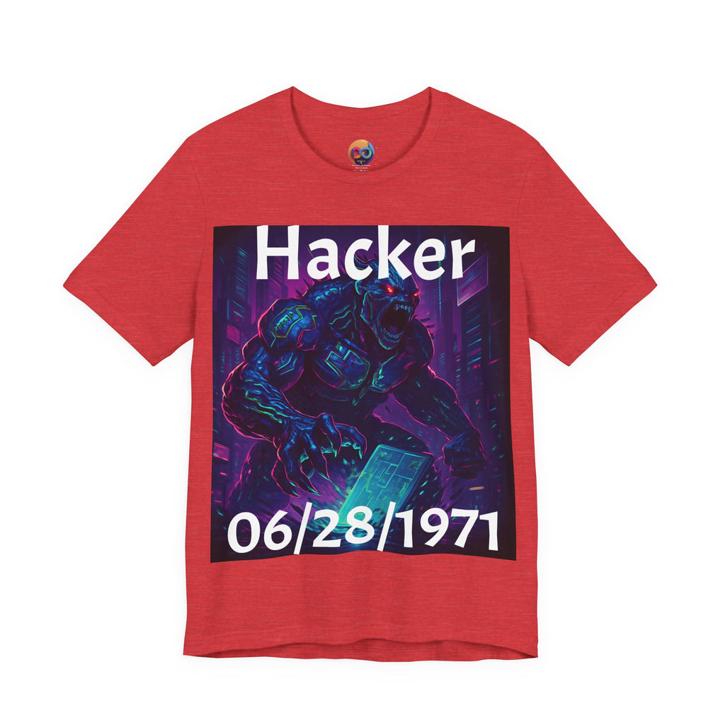 HACKER— '06/28/1971' Graphic tee. Dark Creature Illustration