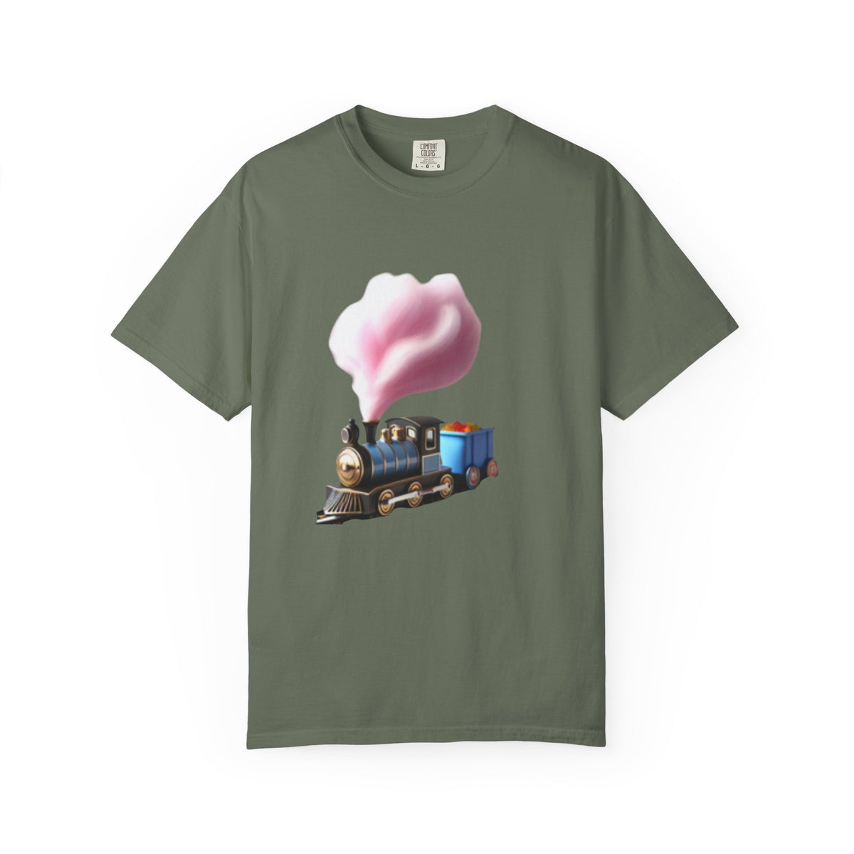 Vintage Steam Train T-Shirt with cotton candy’s Pink Smoke .—