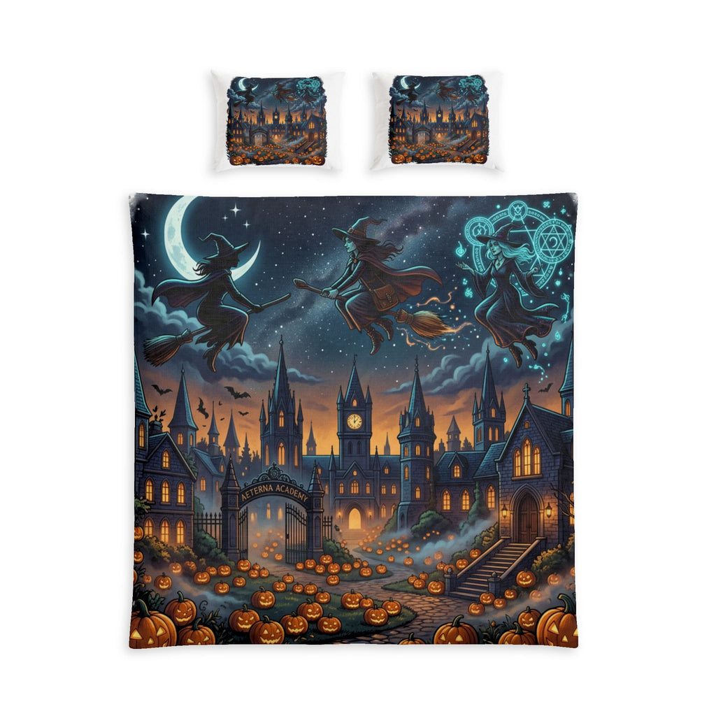 HALLOWEEN Castle Cotton Bed Set — Spooky Pumpkin Night Bedding