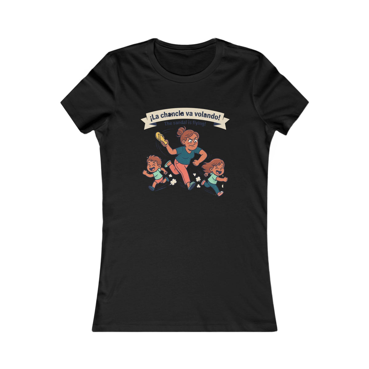 Super Mom Running with Kids T-Shirt, “THE SANDAL IS FLYING”