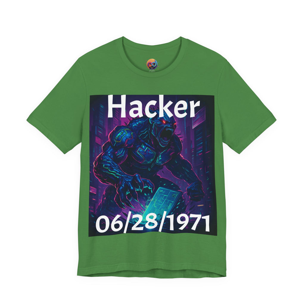 HACKER— '06/28/1971' Graphic tee. Dark Creature Illustration