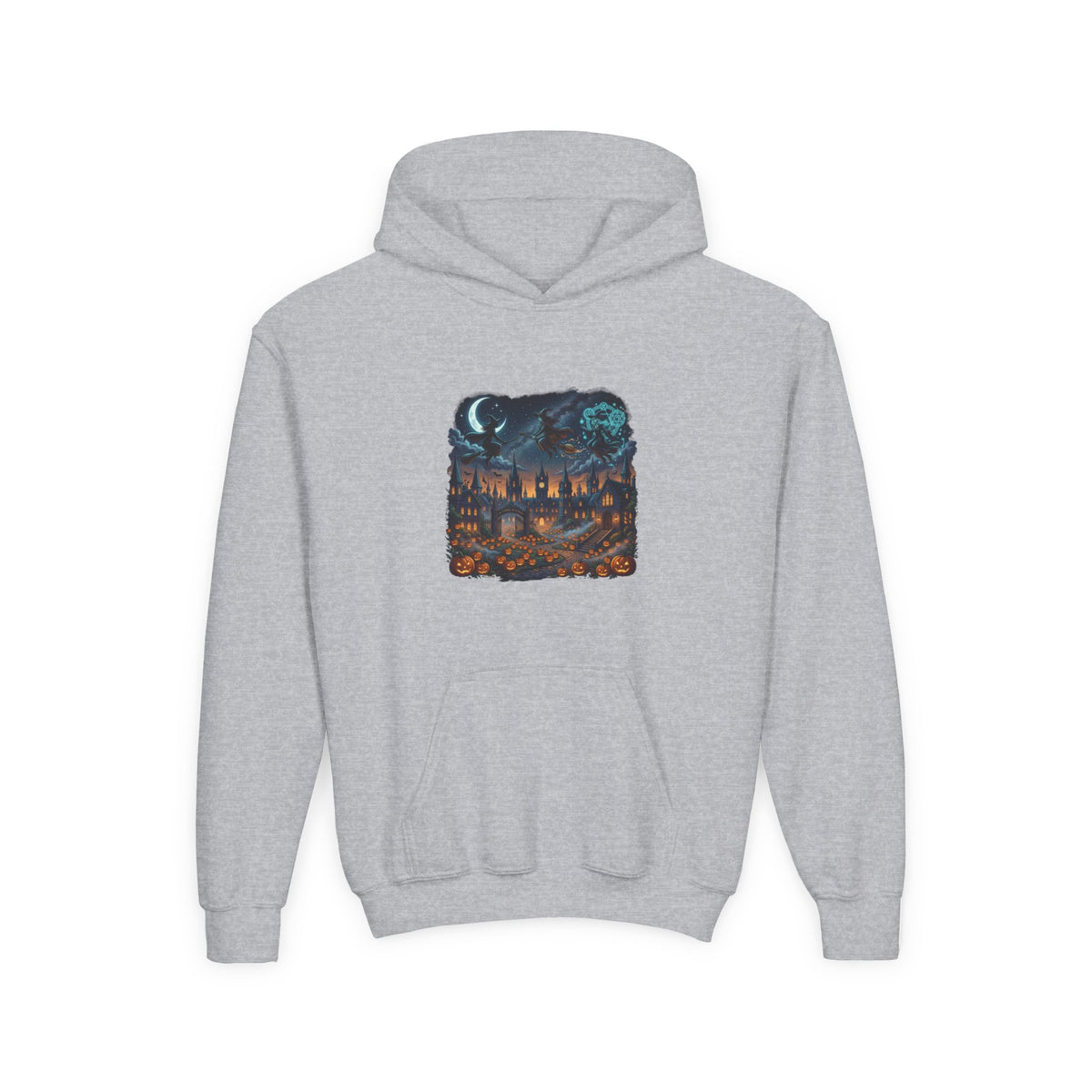 HALLOWEEN Youth Hoodie — Cozy Autumn Cabin Night Illustration