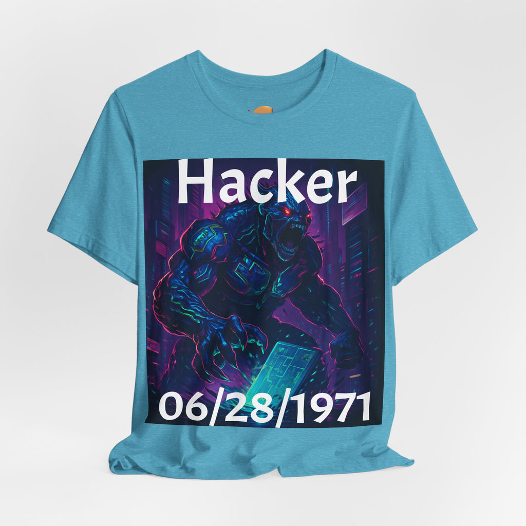 HACKER— '06/28/1971' Graphic tee. Dark Creature Illustration