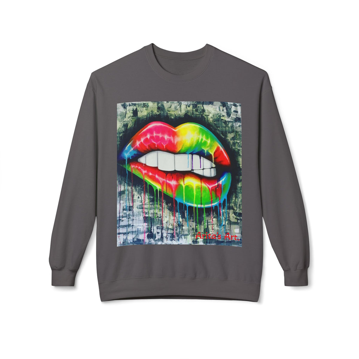 THE KISS Neon Graffiti Bite Lips Art