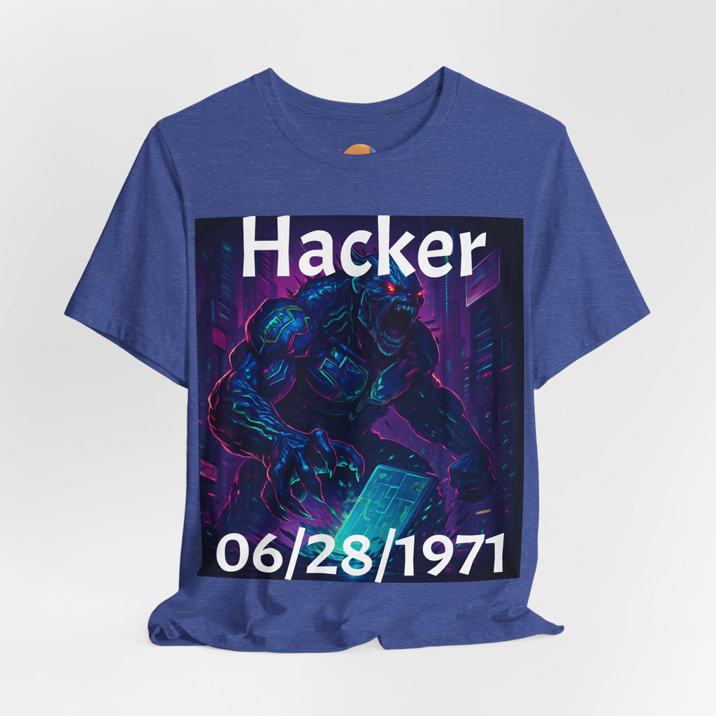 HACKER— '06/28/1971' Graphic tee. Dark Creature Illustration