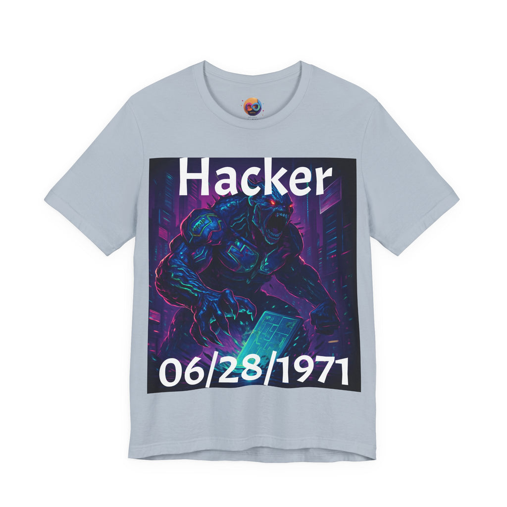 HACKER— '06/28/1971' Graphic tee. Dark Creature Illustration