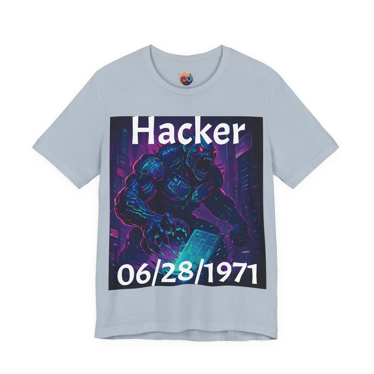HACKER— '06/28/1971' Graphic tee. Dark Creature Illustration